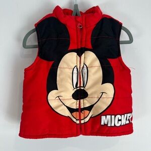 Y2K Disney Baby Mickey Mouse Red Puffer Vest Size 12M